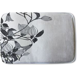 Benjamin Tate Design Black & White Flower Illustration Soft Bathmat Black Benjamin Tate Design Black & White Flower Illustration Soft Bathmat Black