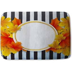 Benjamin Tate Design Orange& Red Autumn Leaves On Black Stripes Soft Bathmat in Orange Orange Benjamin Tate Design Orange& Red Autumn Leaves On Black Stripes Soft Bathmat in Orange Orange