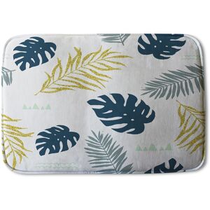 Benjamin Tate Design Gold Glitter & Navy Leaves Soft Bathmat in Blue Blue Benjamin Tate Design Gold Glitter & Navy Leaves Soft Bathmat in Blue Blue
