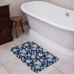 Benjamin Tate Design Boho Chic Indigo Pattern Bathmat in Blue Blue Benjamin Tate Design Boho Chic Indigo Pattern Bathmat in Blue Blue
