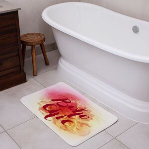 Benjamin Tate Design Boho Chic Lettering On Beautiful Watercolor Background Bathmat in Red Red Benjamin Tate Design Boho Chic Lettering On Beautiful Watercolor Background Bathmat in Red Red