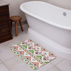 Benjamin Tate Design Colorful Striped Gold Style Triangles Bathmat in Green Green Benjamin Tate Design Colorful Striped Gold Style Triangles Bathmat in Green Green