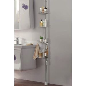 Living and Home 4 Tier Metal Corner Shower Shelf Wall Rack Organizer Bathroom in Metallic Silver Metallic Silver Living and Home 4 Tier Metal Corner Shower Shelf Wall Rack Organizer Bathroom in Metallic Silver Metallic Silver