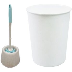 JVL Antibac Toilet Brush & White Plastic Bin White JVL Antibac Toilet Brush & White Plastic Bin White