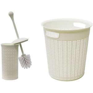 JVL Loop Toilet Brush & Round Plastic Bin in White White JVL Loop Toilet Brush & Round Plastic Bin in White White
