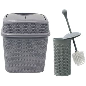 JVL Loop Toilet Brush & Rectangular Lidded Bin in Grey Grey JVL Loop Toilet Brush & Rectangular Lidded Bin in Grey Grey