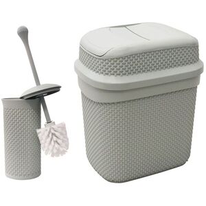 JVL Droplette Toilet Brush & Rectangular Lidded Bin in Light Grey Light Grey JVL Droplette Toilet Brush & Rectangular Lidded Bin in Light Grey Light Grey