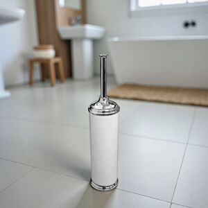 Showerdrape Opera White/Chrome Freestanding Toilet Brush & Holder in Silver Silver Showerdrape Opera White/Chrome Freestanding Toilet Brush & Holder in Silver Silver