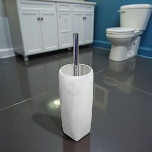 Showerdrape Octavia White Marble & Chrome Collection Toilet Brush & Holder White Showerdrape Octavia White Marble & Chrome Collection Toilet Brush & Holder White
