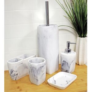 Showerdrape Octavia White Marble & Chrome Collection 5 Piece Bathroom Accessory Set White Showerdrape Octavia White Marble & Chrome Collection 5 Piece Bathroom Accessory Set White