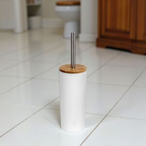 Showerdrape Sonata Black & Bamboo Toilet Brush & Holder in White White Showerdrape Sonata Black & Bamboo Toilet Brush & Holder in White White