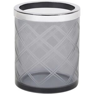 Melody Maison Smoked Patterned Glass Bathroom Tumbler With Silver Rim in Grey Grey Melody Maison Smoked Patterned Glass Bathroom Tumbler With Silver Rim in Grey Grey