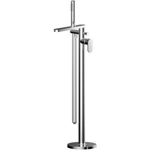 Balterley Current Freestanding Round Bath Shower Mixer Tap, Flat Spout - Chrome in Silver Silver Balterley Current Freestanding Round Bath Shower Mixer Tap, Flat Spout - Chrome in Silver Silver