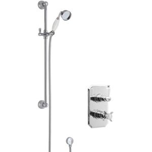 Balterley Traditional Concealed Twin Victorian Valve Slide Rail Shower Set in Silver Silver Balterley Traditional Concealed Twin Victorian Valve Slide Rail Shower Set in Silver Silver