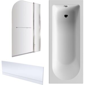 Balterley Round 1700x750 Shower Bath Set - Panels, Screen with Rail in White White Balterley Round 1700x750 Shower Bath Set - Panels, Screen with Rail in White White