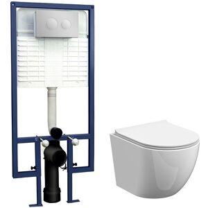 Balterley Wall Hung Toilet Pan, Seat Concealed Cistern Push Button Plate, 323mm in White White Balterley Wall Hung Toilet Pan, Seat Concealed Cistern Push Button Plate, 323mm in White White