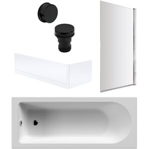 Balterley Round 1700x700 Bath Set - Panels, Chrome Screen & Black Waste in White White Balterley Round 1700x700 Bath Set - Panels, Chrome Screen & Black Waste in White White