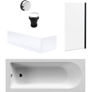 Balterley Round 1700x700 Bath Set - Panels, Black Screen & Chrome Waste in White White Balterley Round 1700x700 Bath Set - Panels, Black Screen & Chrome Waste in White White