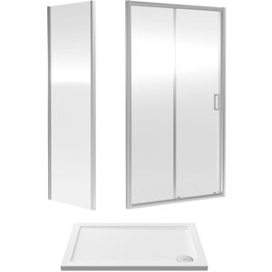 Balterley Ruwa Sliding Shower Suite: 6mm Glass Tray Door Panel 1000x700mm Chrome in Silver Silver Balterley Ruwa Sliding Shower Suite: 6mm Glass Tray Door Panel 1000x700mm Chrome in Silver Silver