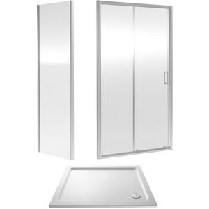 Balterley Ruwa Sliding Shower Suite: 6mm Glass Tray Door Panel 1000x760mm Chrome in Silver Silver Balterley Ruwa Sliding Shower Suite: 6mm Glass Tray Door Panel 1000x760mm Chrome in Silver Silver
