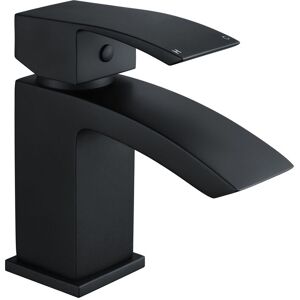 Balterley Mono Basin Bathroom Mixer Tap with Push Button Waste - Matt Black Black Balterley Mono Basin Bathroom Mixer Tap with Push Button Waste - Matt Black Black
