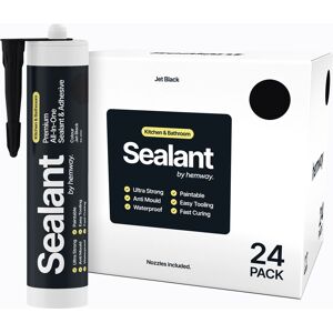 Hemway Hybrid Polymer Sealant & Adhesive Waterproof Anti Mould Shower Bath Kitchen Bathroom All-In-One - 24 Pack in Jet Black Jet Black Hemway Hybrid Polymer Sealant & Adhesive Waterproof Anti Mould Shower Bath Kitchen Bathroom All-In-One - 24 Pack in Jet Black Jet Black