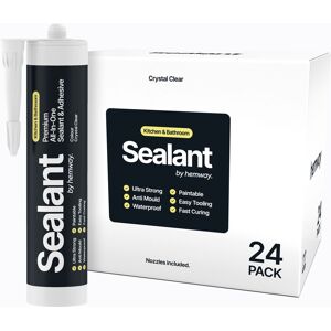 Hemway Hybrid Polymer Sealant & Adhesive Waterproof Anti Mould Shower Bath Kitchen Bathroom All-In-One - 24 Pack in Clear Clear Hemway Hybrid Polymer Sealant & Adhesive Waterproof Anti Mould Shower Bath Kitchen Bathroom All-In-One - 24 Pack in Clear Clear