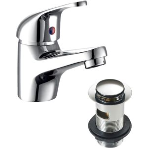 Velano Modern Bathroom 'Basin Tap Mono Sink Mixer' - Single Lever - Brass Chrome with Fixings in Metallic Silver Metallic Silver Velano Modern Bathroom 'Basin Tap Mono Sink Mixer' - Single Lever - Brass Chrome with Fixings in Metallic Silver Metallic Silver