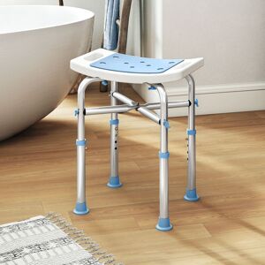 HOMCOM Adjustable Shower Stool with Foot Pads for Elderly in Light Blue Light Blue HOMCOM Adjustable Shower Stool with Foot Pads for Elderly in Light Blue Light Blue