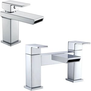 Nes Home Neath Chrome Waterfall Basin Mono & Bath Filler Mixer Taps in Silver Silver Nes Home Neath Chrome Waterfall Basin Mono & Bath Filler Mixer Taps in Silver Silver