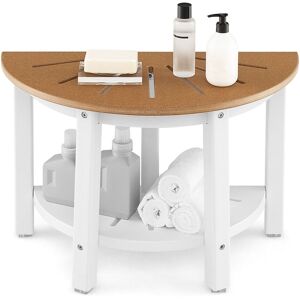 Costway Semicircular Shower Bench 2-Tier Bath Bench Seat Bathroom Inside Shower Stool in Brown Brown Costway Semicircular Shower Bench 2-Tier Bath Bench Seat Bathroom Inside Shower Stool in Brown Brown