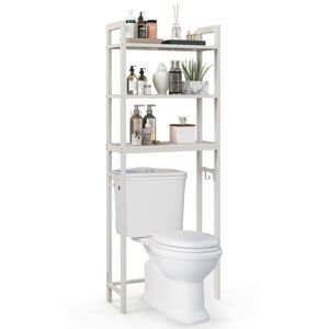 Costway 3-Tier Over-The-Toilet Storage Shelf Space Saving Metal Bathroom Organizer in White White Costway 3-Tier Over-The-Toilet Storage Shelf Space Saving Metal Bathroom Organizer in White White