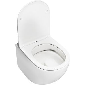 Gymax Toilet Ceramic Wall-Mounted Toilet Bowl & Toilet Seat With Lid in White White Gymax Toilet Ceramic Wall-Mounted Toilet Bowl & Toilet Seat With Lid in White White