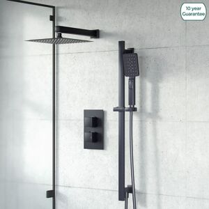 Nes Home Matte Black 2-Way Concealed Square Thermostatic Shower Mixer Valve Set Black Nes Home Matte Black 2-Way Concealed Square Thermostatic Shower Mixer Valve Set Black