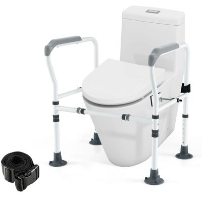 Gymax Stand Alone Toilet Safety Frame Toilet Safety Rail for Elderly-Grey in Grey Grey Gymax Stand Alone Toilet Safety Frame Toilet Safety Rail for Elderly-Grey in Grey Grey