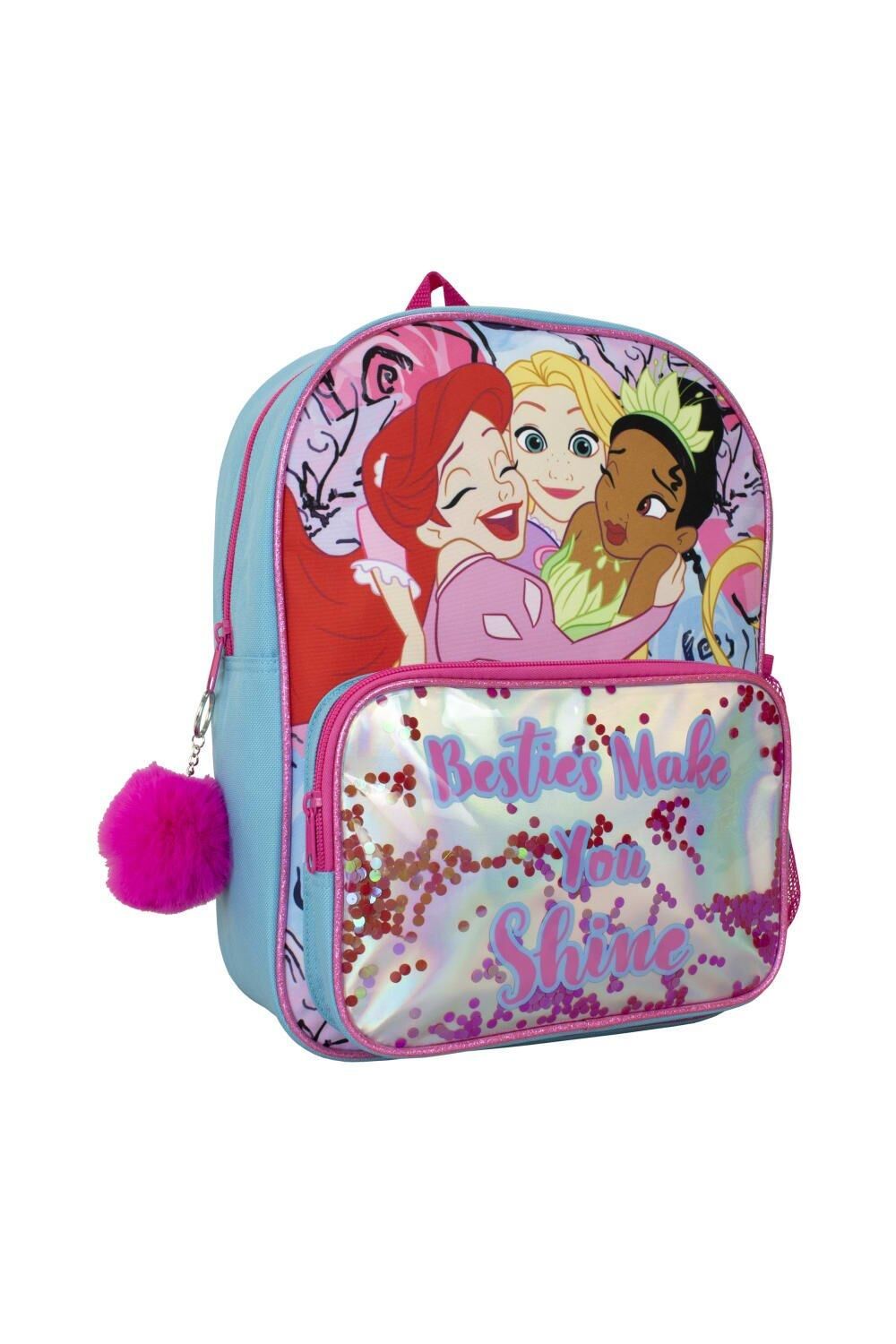 Disney Princess Backpack With Pompom Featuring Ariel Rapunzel And Tiana