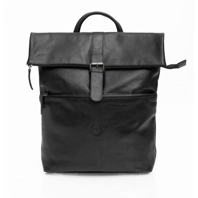 PRIMEHIDE 'Orion' Leather Men's Rolltop Rucksack in Black Black PRIMEHIDE 'Orion' Leather Men's Rolltop Rucksack in Black Black