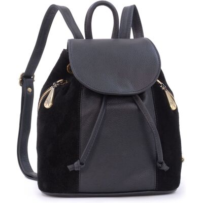 Catwalk Collection Handbags Women's Pixie Small Suede & Leather Drawstring Backpack in Black Black Small Catwalk Collection Handbags Women's Pixie Small Suede & Leather Drawstring Backpack in Black Black Small