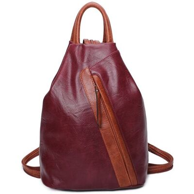Fontanella Fashion Women's Vira PU Convertible Backpack in Burgundy Burgundy Fontanella Fashion Women's Vira PU Convertible Backpack in Burgundy Burgundy