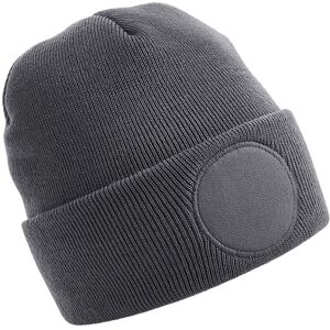 Beechfield Men's Circular Patch Beanie in Mid Grey Mid Grey One Size Beechfield Men's Circular Patch Beanie in Mid Grey Mid Grey One Size