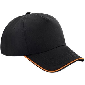 Beechfield Men's Authentic 5 Panel Piped Peak Cap in True Black True Black One Size Beechfield Men's Authentic 5 Panel Piped Peak Cap in True Black True Black One Size