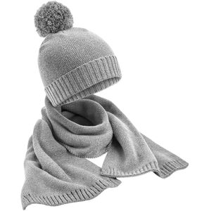 Beechfield Men's Flecked Knitted Hat & Scarf Set in Light Grey Light Grey One Size Beechfield Men's Flecked Knitted Hat & Scarf Set in Light Grey Light Grey One Size