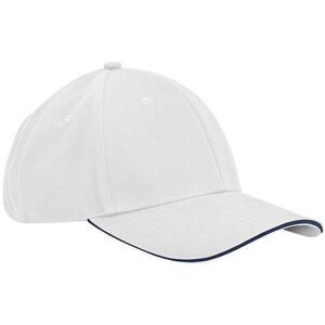 Beechfield Men's Classic 6 Panel Cotton Sandwich Peak Cap in White White One Size Beechfield Men's Classic 6 Panel Cotton Sandwich Peak Cap in White White One Size