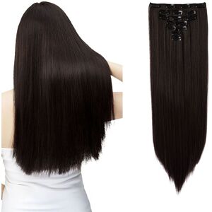 SHEONLY Women's 7Pcs Brown Clip-In Straight Hair Extensions Brown SHEONLY Women's 7Pcs Brown Clip-In Straight Hair Extensions Brown