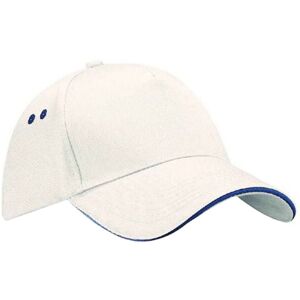 Beechfield Men's Ultimate 5 Panel Contrast Baseball Cap With Sandwich Peak Headwear in White White One Size Beechfield Men's Ultimate 5 Panel Contrast Baseball Cap With Sandwich Peak Headwear in White White One Size