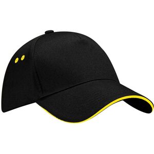 Beechfield Men's Ultimate 5 Panel Contrast Baseball Cap With Sandwich Peak Headwear in Black Black One Size Beechfield Men's Ultimate 5 Panel Contrast Baseball Cap With Sandwich Peak Headwear in Black Black One Size