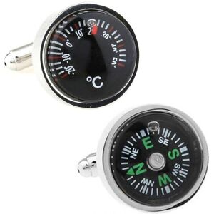 Charles William Men's Working Compass & Temperature Gauge Cufflinks in Black Black One Size Charles William Men's Working Compass & Temperature Gauge Cufflinks in Black Black One Size