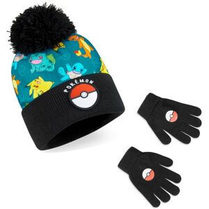 Pokemon AOP Beanie & Glove Set in Black Black One Size Pokemon AOP Beanie & Glove Set in Black Black One Size