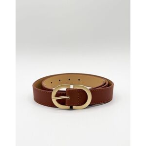 SVNX Women's Brown Belt with Gold Metal Buckle Brown One Size SVNX Women's Brown Belt with Gold Metal Buckle Brown One Size