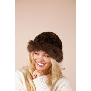 SVNX Women's Faux Fur Hat In Leopard in Brown Brown One Size SVNX Women's Faux Fur Hat In Leopard in Brown Brown One Size